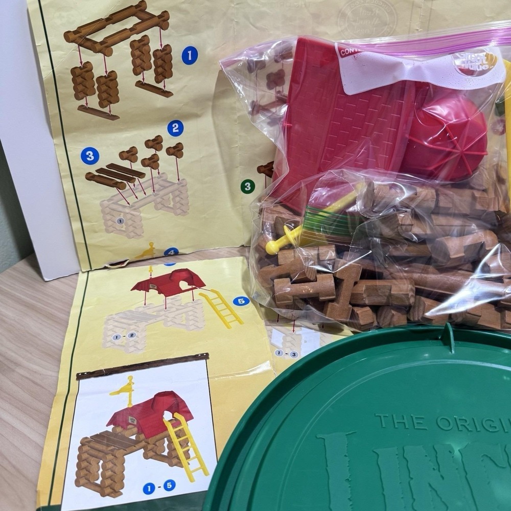 Lincoln Logs Big L Ranch Wood 150 Pieces w/Canister & Instructions Missing 2 PC - Picture 6 of 13